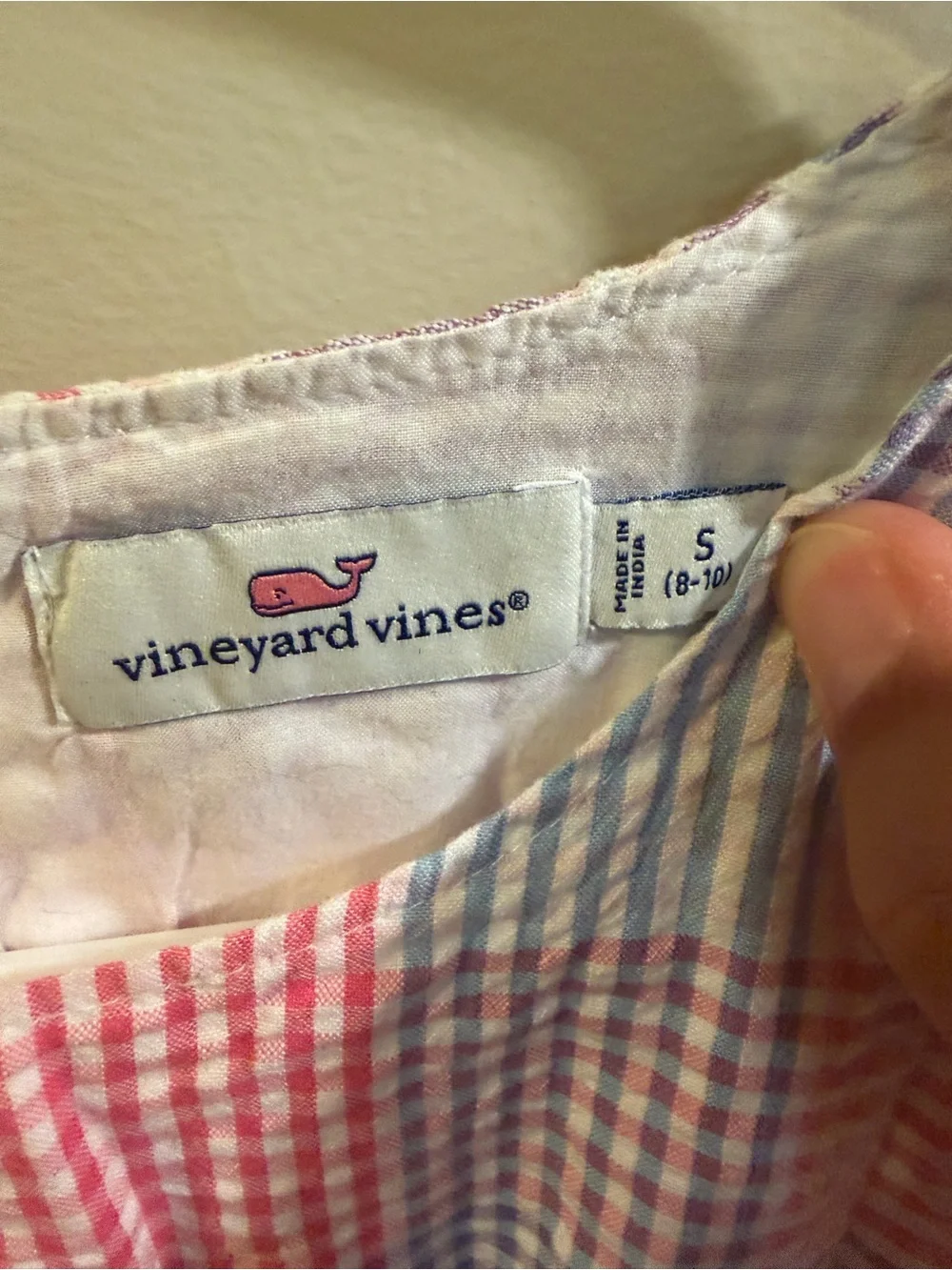Vineyard Vines Pink & Blue Gingham Sleeveless Sundress